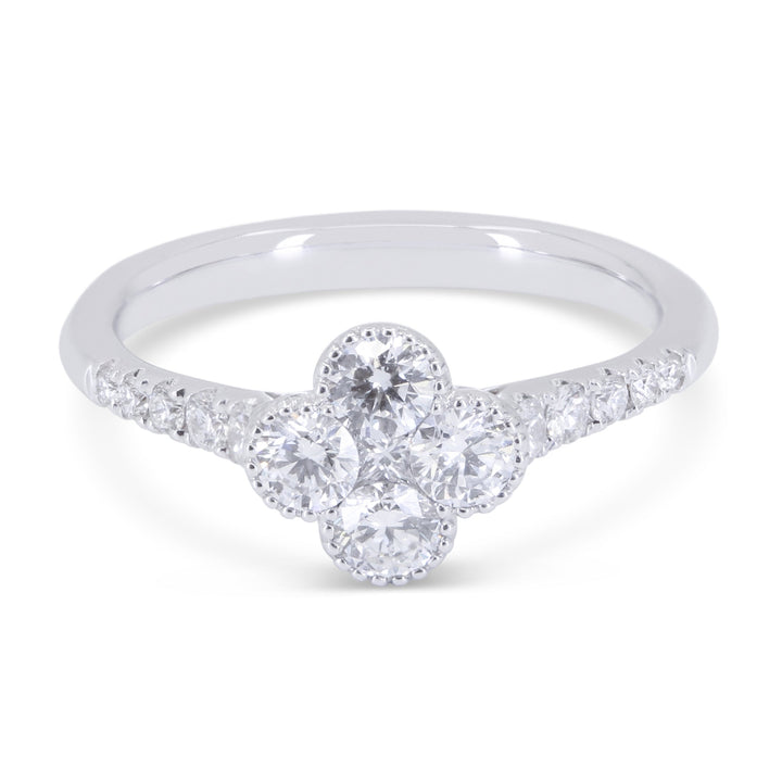 Beautiful Hand Crafted 14K White Gold White Diamond Milano Collection Ring