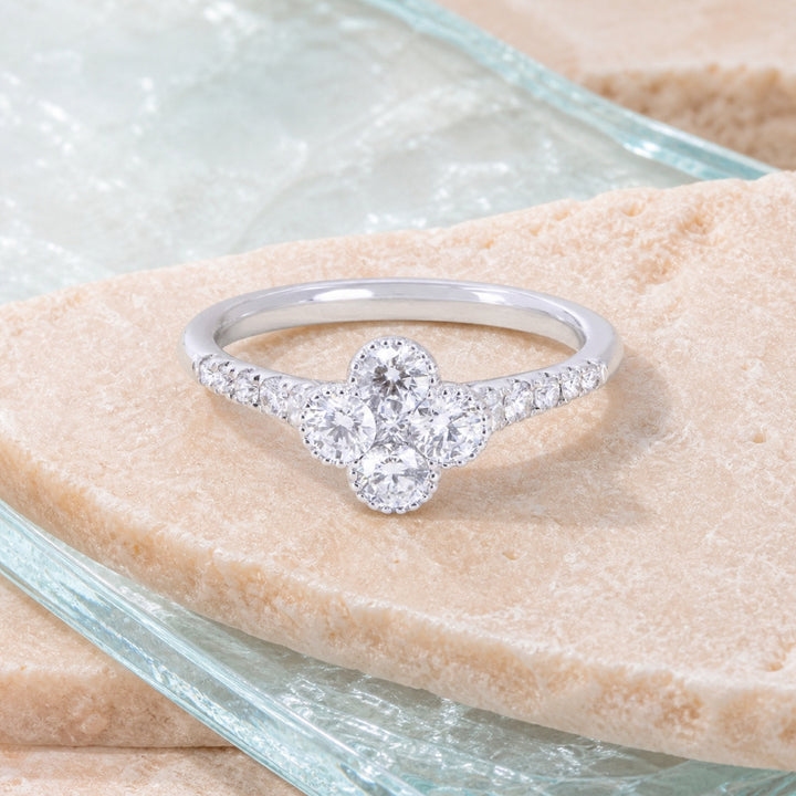 R1823 - 14K Gold Diamond Flower Ring