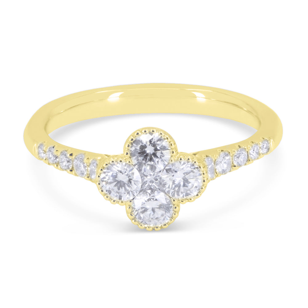 Beautiful Hand Crafted 14K Yellow Gold White Diamond Milano Collection Ring