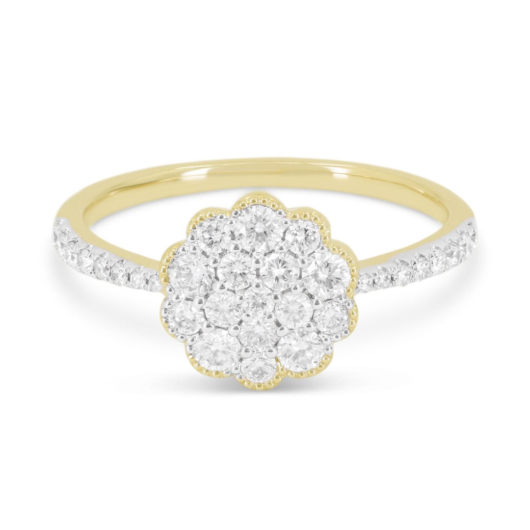 Beautiful Hand Crafted 14K Yellow Gold White Diamond Milano Collection Ring