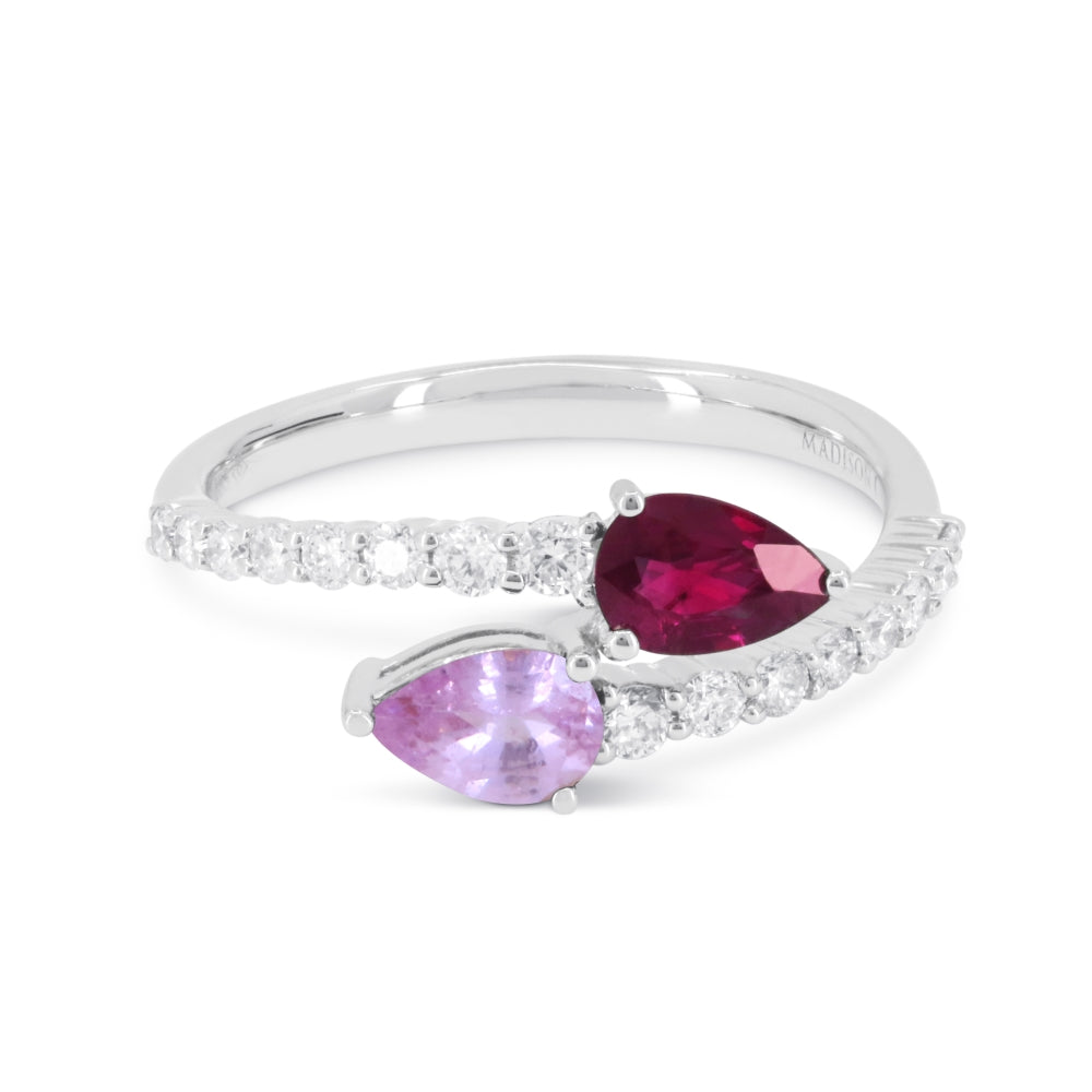 Madison L 14K White Gold Ruby & Pink Sapphire Ring - style R1827RUPSAW