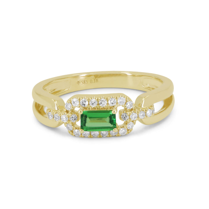 Beautiful Hand Crafted 14K Yellow Gold  Tsavorite And Diamond Arianna Collection Ring