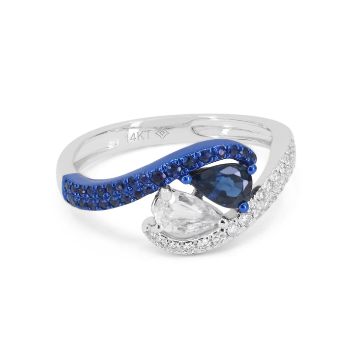 Beautiful Hand Crafted 14K White Gold  Sapphire And Diamond Arianna Collection Ring