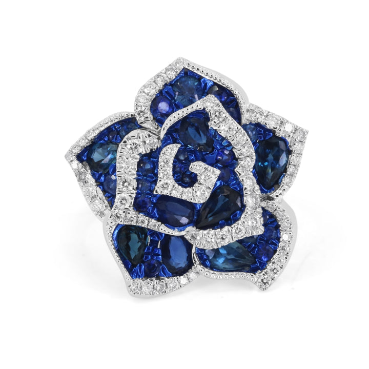 Beautiful Hand Crafted 14K White Gold  Sapphire And Diamond Arianna Collection Ring