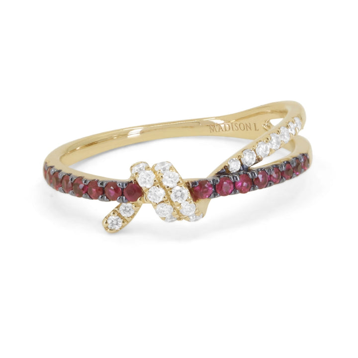 Beautiful Hand Crafted 14K Yellow Gold  Ruby And Diamond Arianna Collection Ring