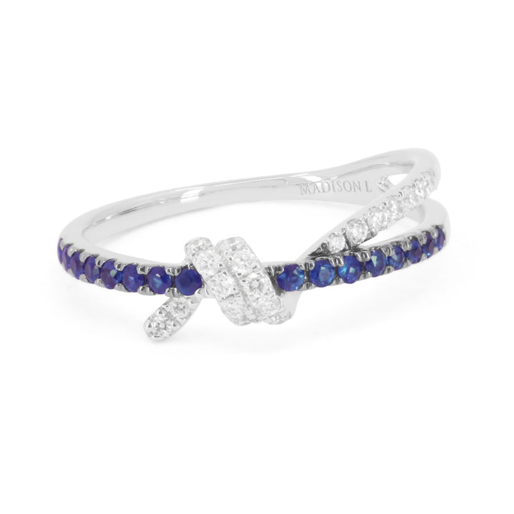 Beautiful Hand Crafted 14K White Gold  Sapphire And Diamond Arianna Collection Ring
