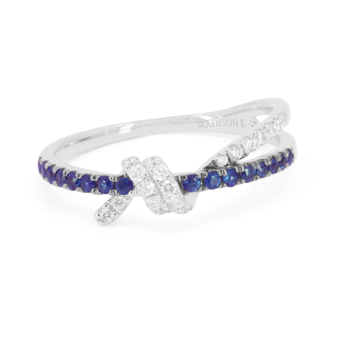 Beautiful Hand Crafted 14K White Gold  Sapphire And Diamond Arianna Collection Ring