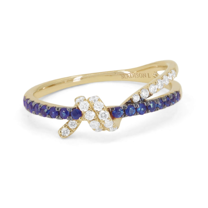 Beautiful Hand Crafted 14K Yellow Gold  Sapphire And Diamond Arianna Collection Ring