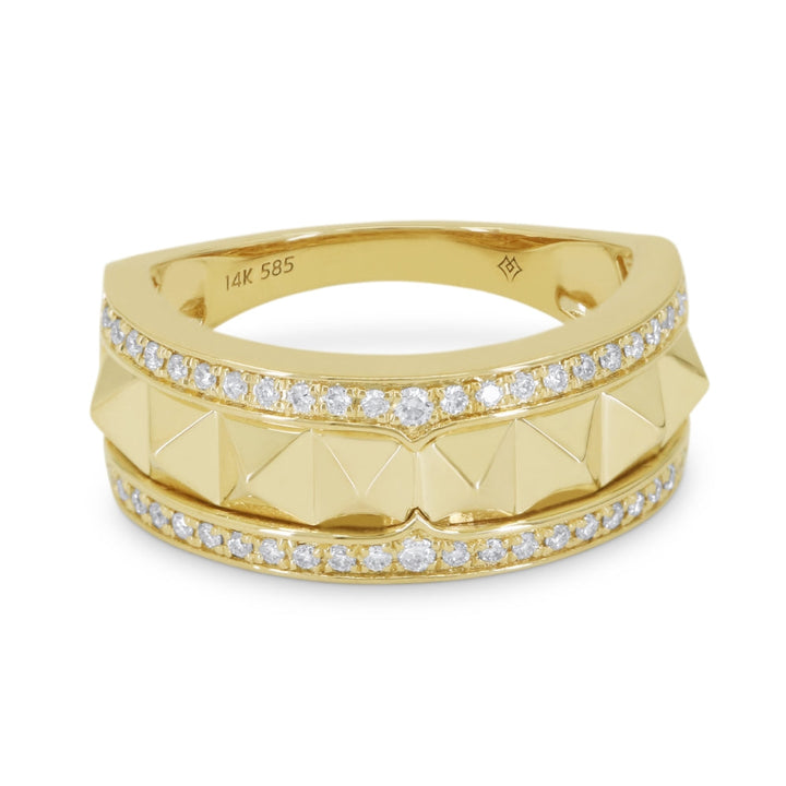 Beautiful Hand Crafted 14K Yellow Gold White Diamond Milano Collection Ring