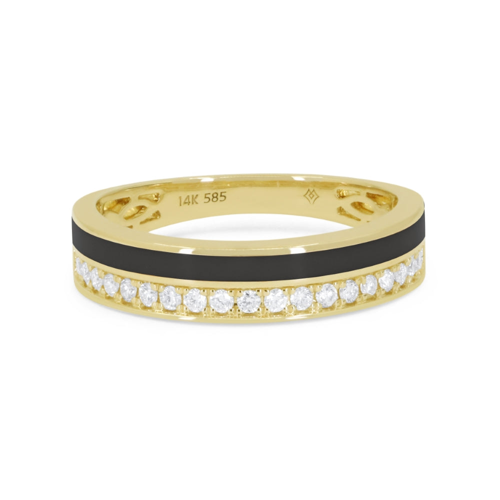 Madison L 14K Yellow Gold Black Enamel Ring - style R1846Y-BLACK