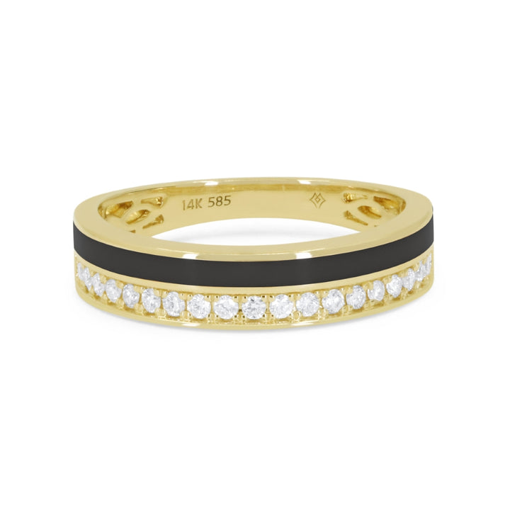 Madison L 14K Yellow Gold Black Enamel Ring - style R1846Y-BLACK