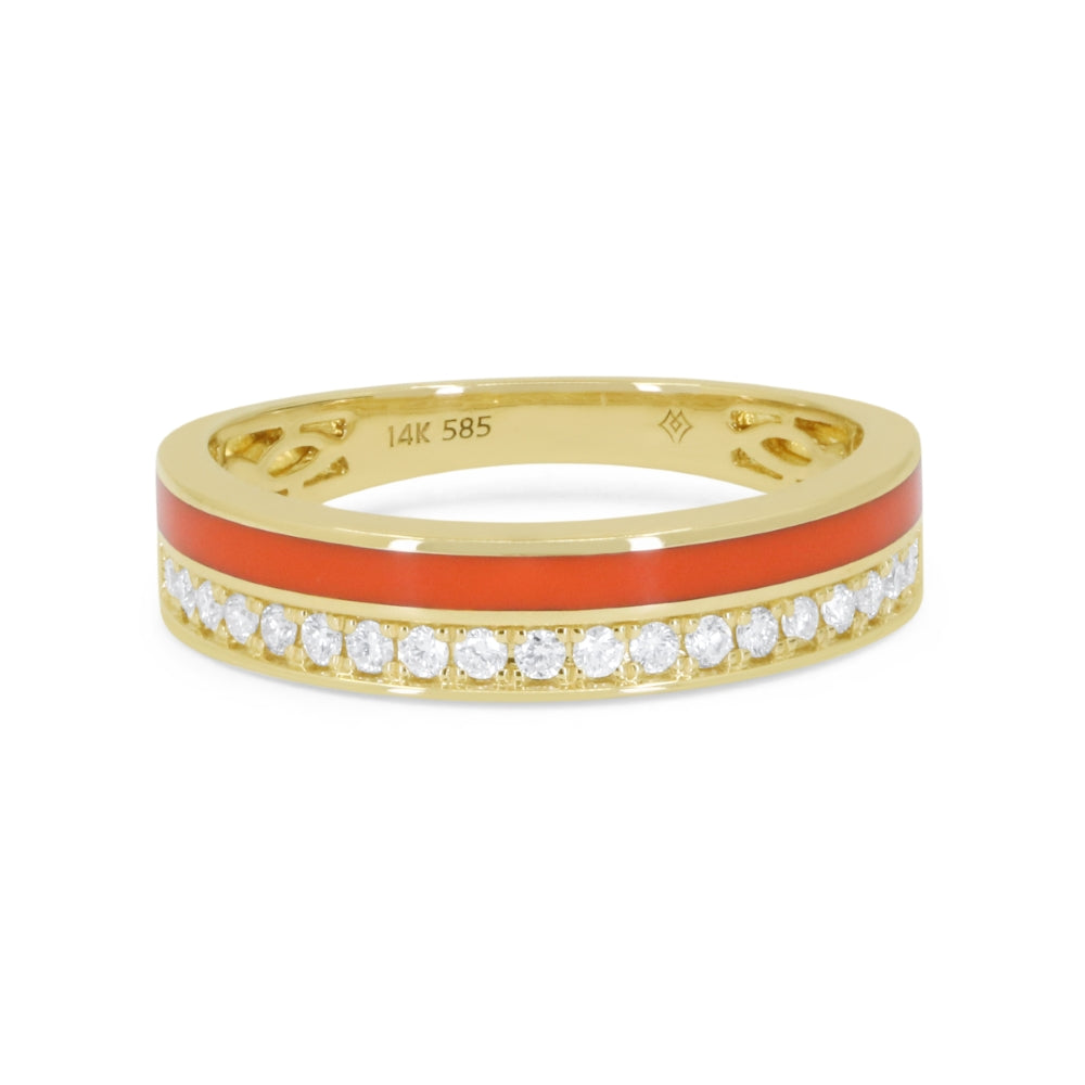 Madison L 14K Yellow Gold Orange Enamel Ring - style R1846Y-ORANGE