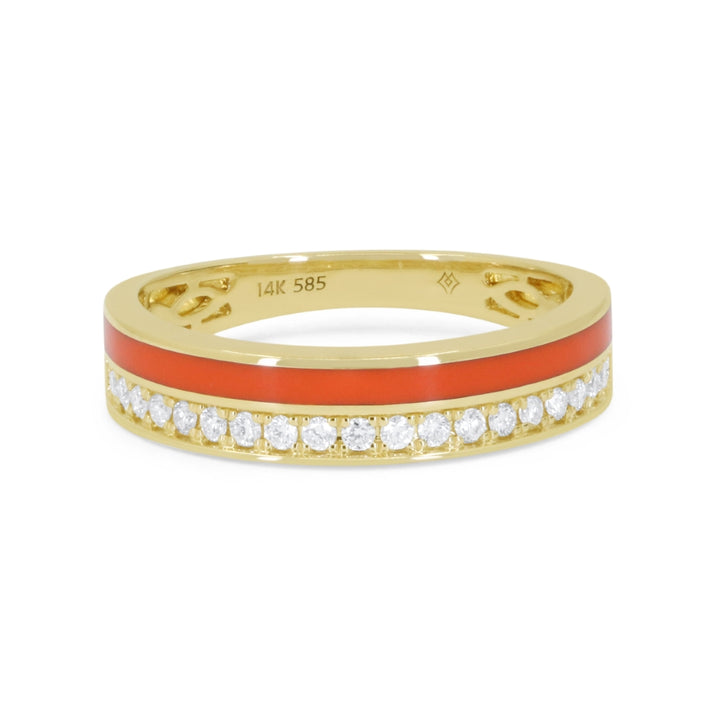 Madison L 14K Yellow Gold Orange Enamel Ring - style R1846Y-ORANGE