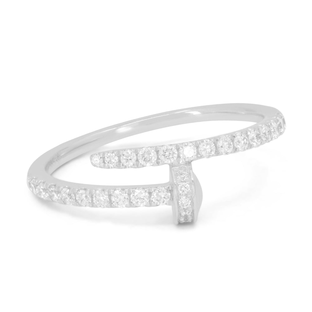 Beautiful Hand Crafted 14K White Gold White Diamond Milano Collection Ring