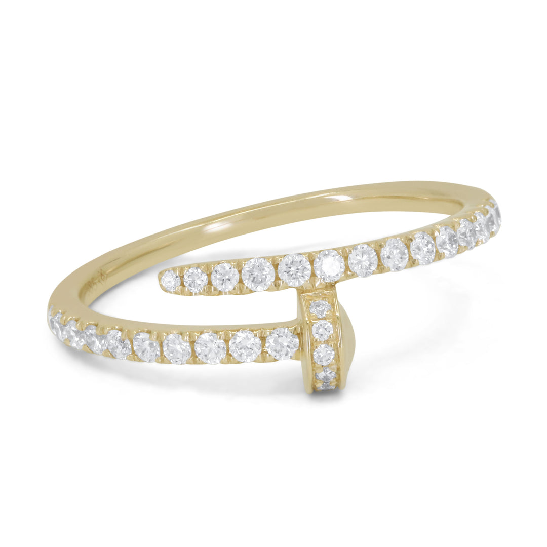 Beautiful Hand Crafted 14K Yellow Gold White Diamond Milano Collection Ring