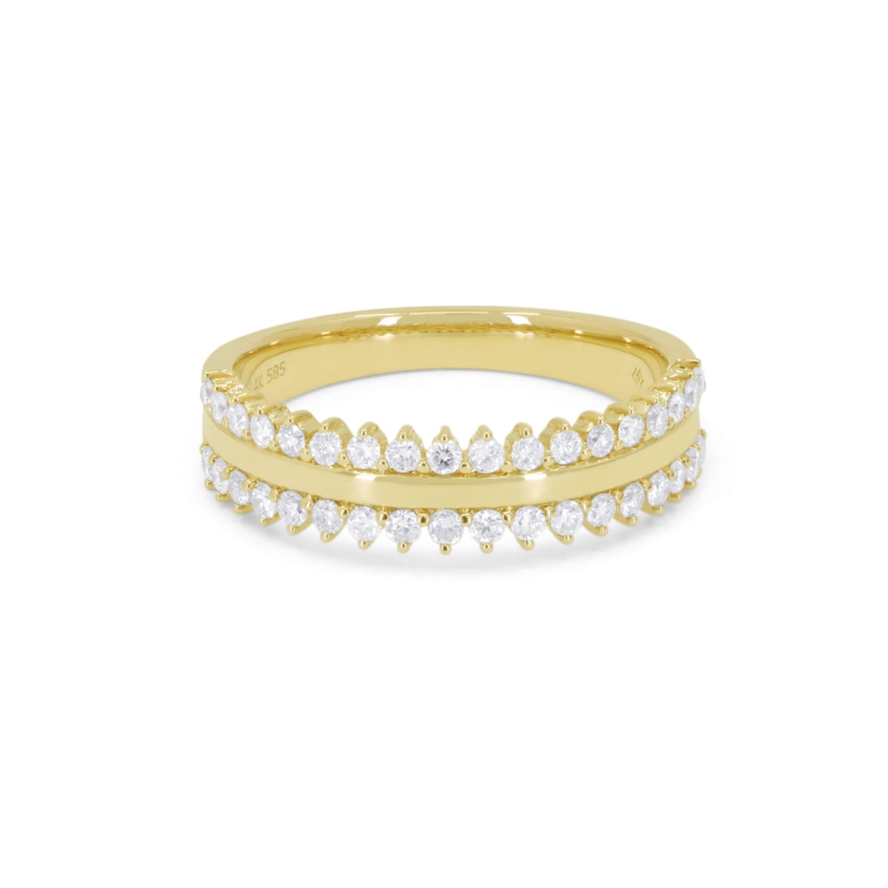 Beautiful Hand Crafted 14K Yellow Gold White Diamond Milano Collection Ring
