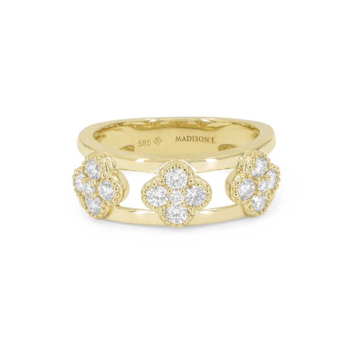 Beautiful Hand Crafted 14K Yellow Gold White Diamond Milano Collection Ring