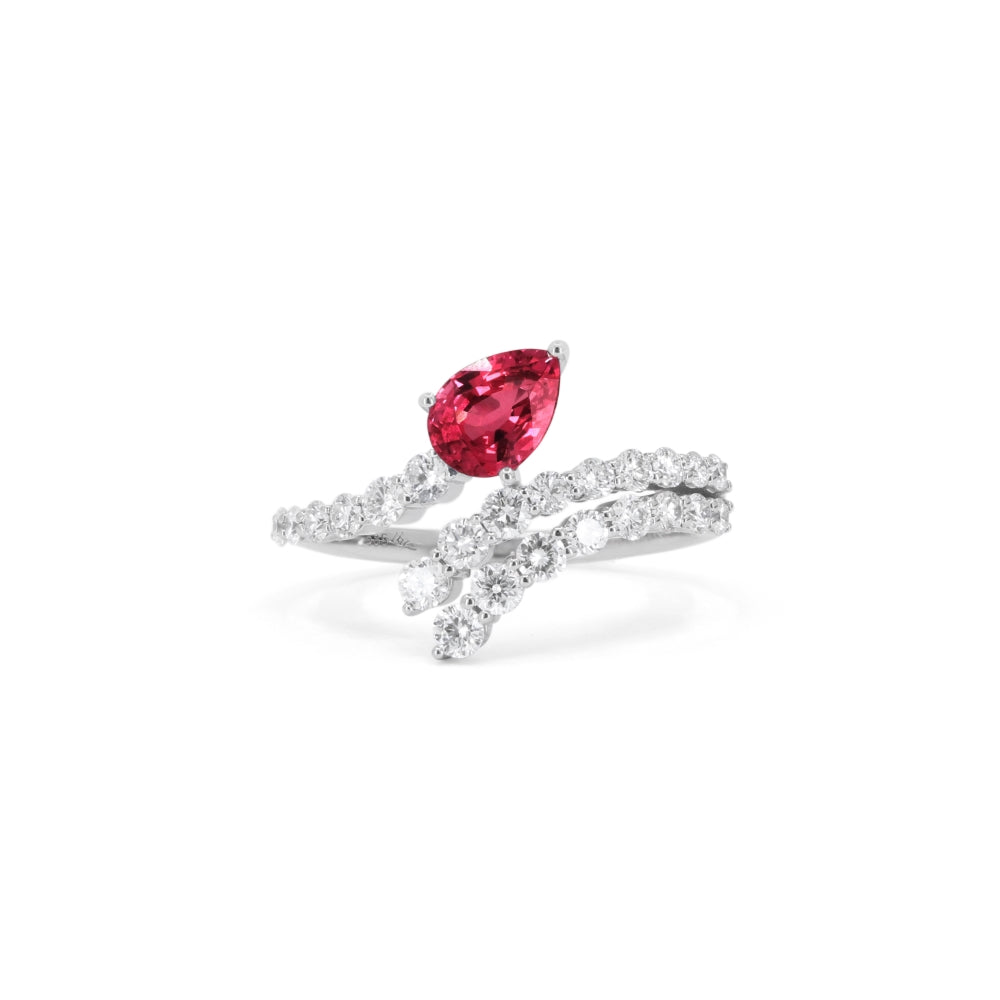 Beautiful Hand Crafted 14K White Gold  Ruby And Diamond Arianna Collection Ring