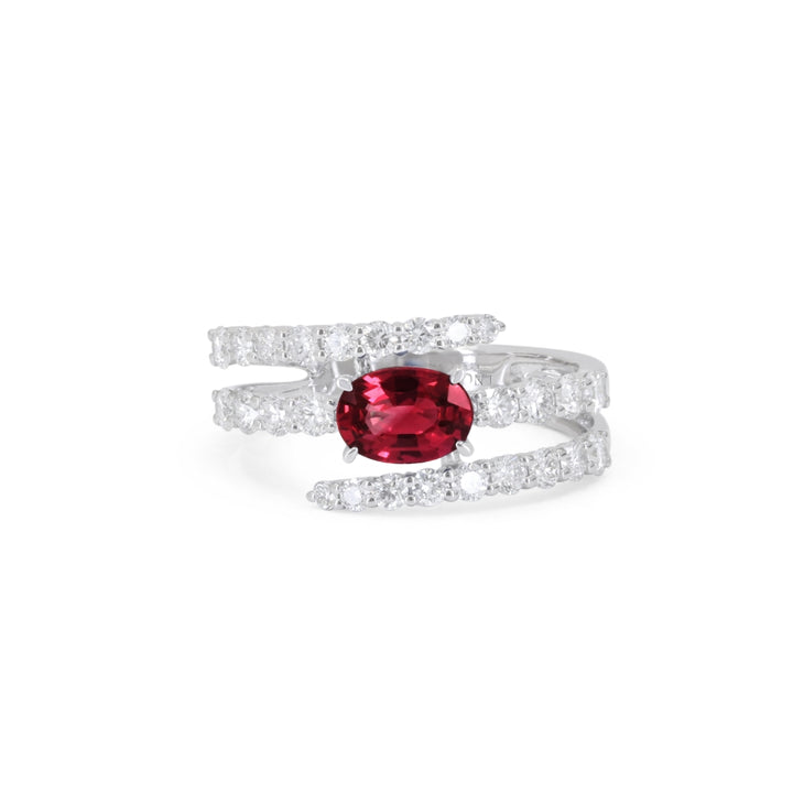 Beautiful Hand Crafted 14K White Gold  Ruby And Diamond Arianna Collection Ring