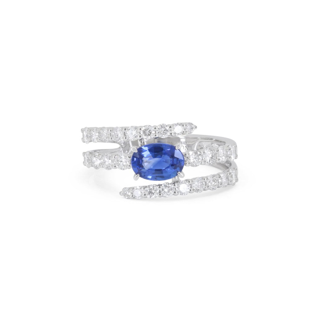 Beautiful Hand Crafted 14K White Gold  Sapphire And Diamond Arianna Collection Ring
