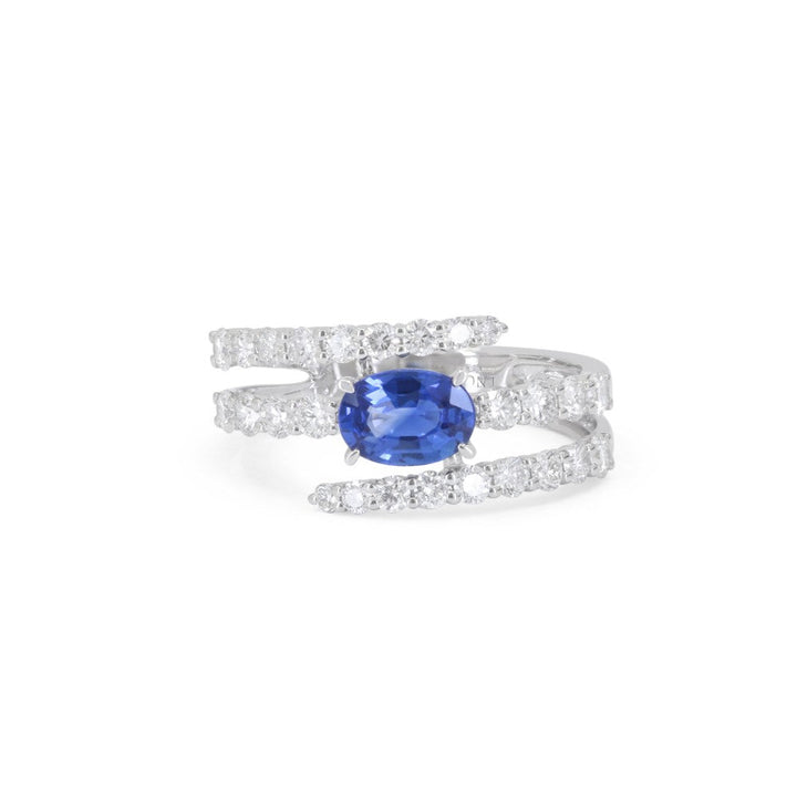 Beautiful Hand Crafted 14K White Gold  Sapphire And Diamond Arianna Collection Ring