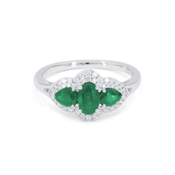Beautiful Hand Crafted 18K White Gold  Emerald And Diamond Arianna Collection Ring