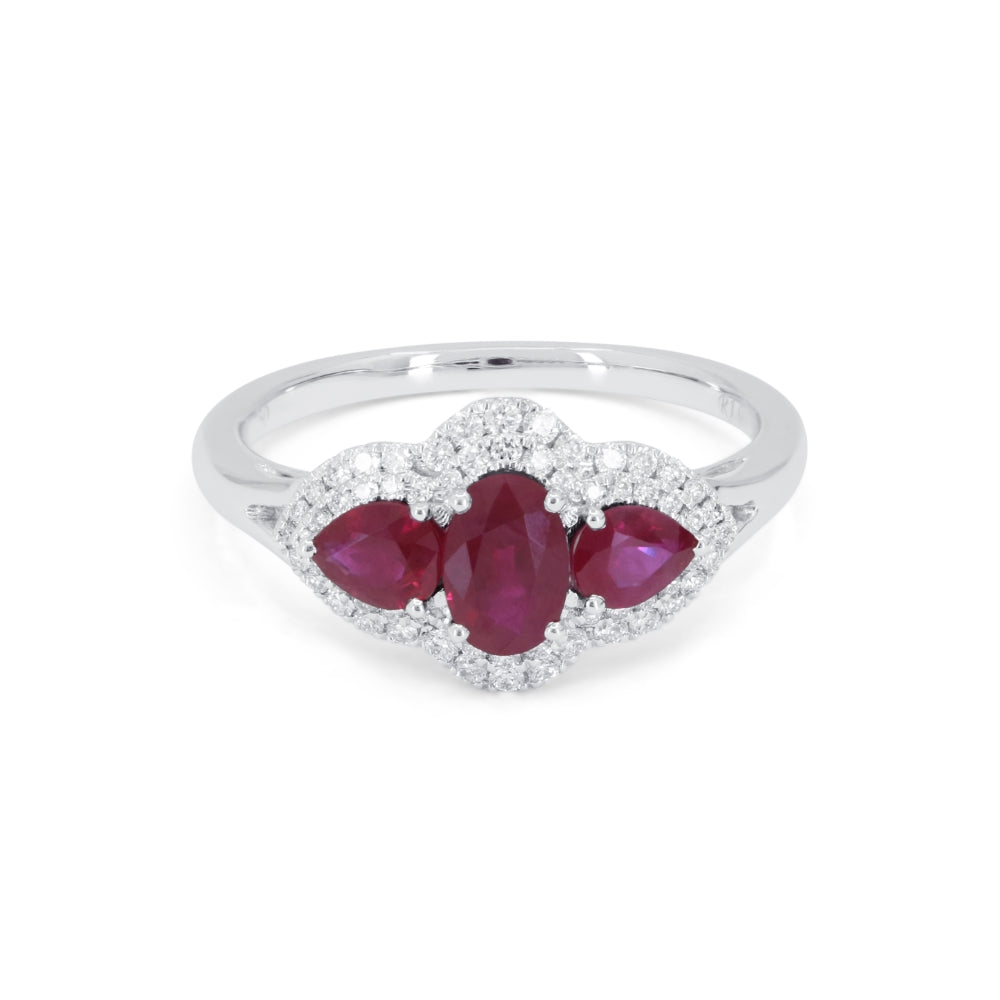 Beautiful Hand Crafted 18K White Gold  Ruby And Diamond Arianna Collection Ring
