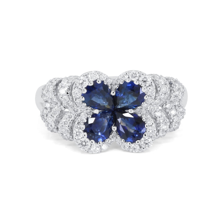 Beautiful Hand Crafted 18K White Gold  Sapphire And Diamond Arianna Collection Ring