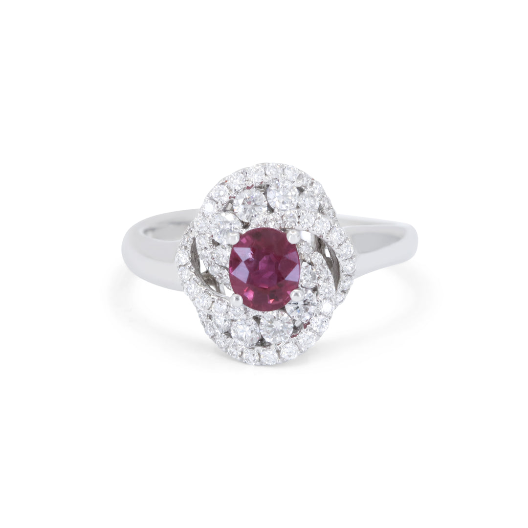 Beautiful Hand Crafted 14K White Gold  Ruby And Diamond Arianna Collection Ring