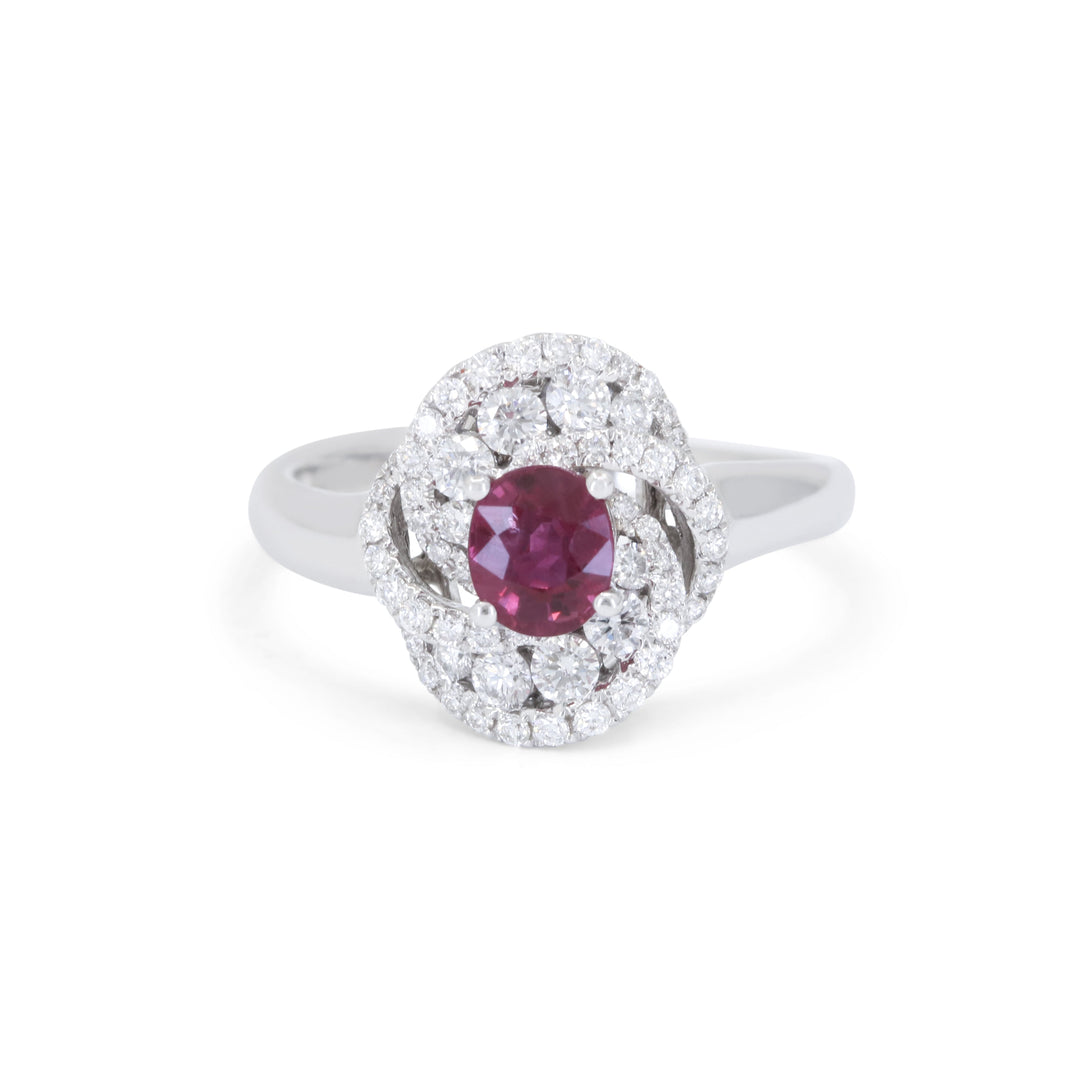 Beautiful Hand Crafted 14K White Gold  Ruby And Diamond Arianna Collection Ring