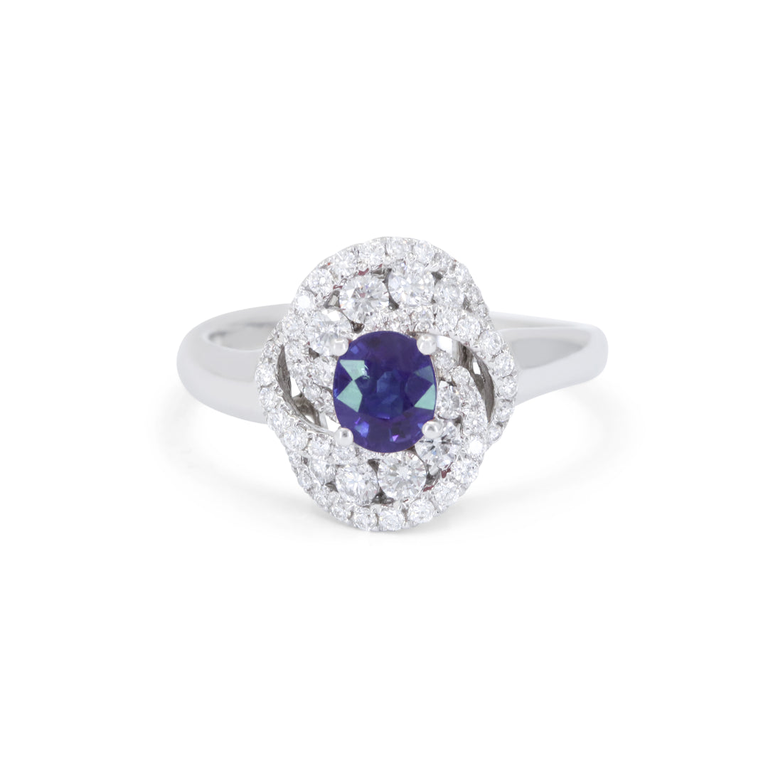 Beautiful Hand Crafted 14K White Gold  Sapphire And Diamond Arianna Collection Ring