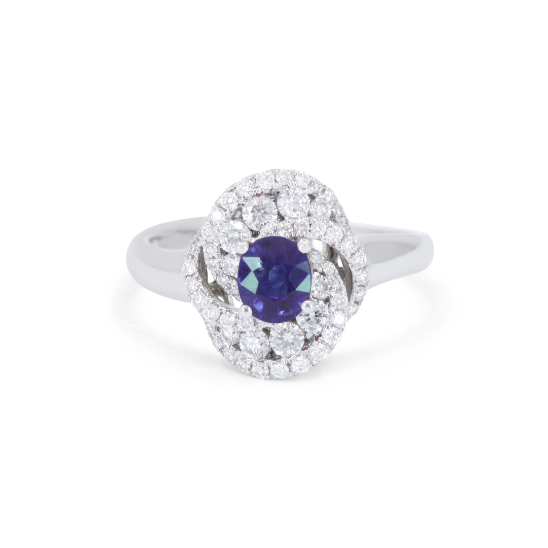 Beautiful Hand Crafted 14K White Gold  Sapphire And Diamond Arianna Collection Ring