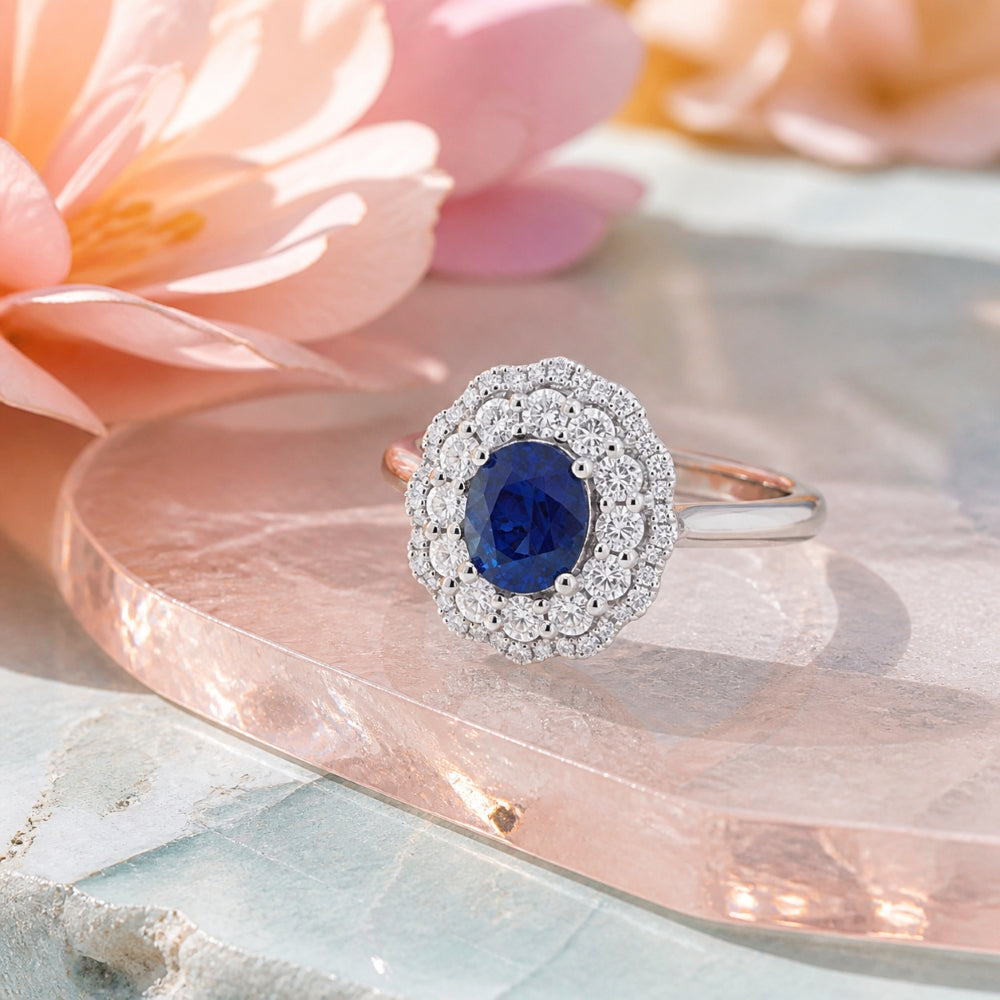 R1861 - 18K White Gold Sapphire Ring