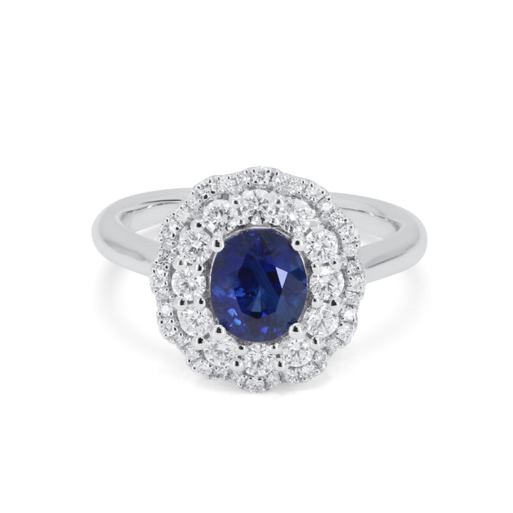 Beautiful Hand Crafted 18K White Gold  Sapphire And Diamond Arianna Collection Ring