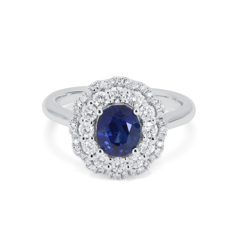 Beautiful Hand Crafted 18K White Gold  Sapphire And Diamond Arianna Collection Ring