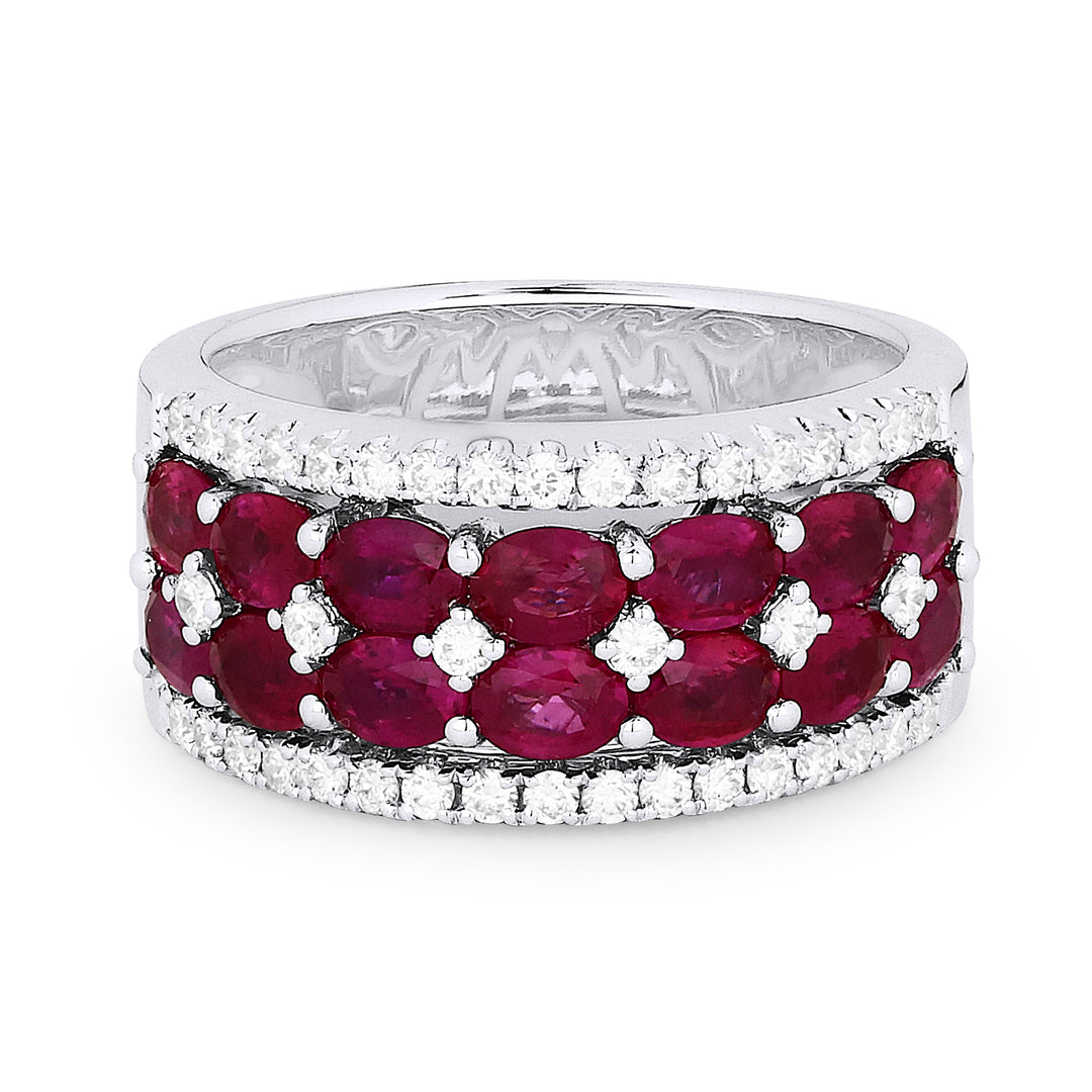 Beautiful Hand Crafted 18K White Gold  Ruby And Diamond Arianna Collection Ring