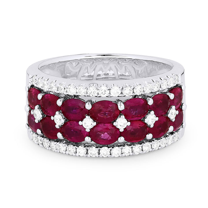 Beautiful Hand Crafted 18K White Gold  Ruby And Diamond Arianna Collection Ring