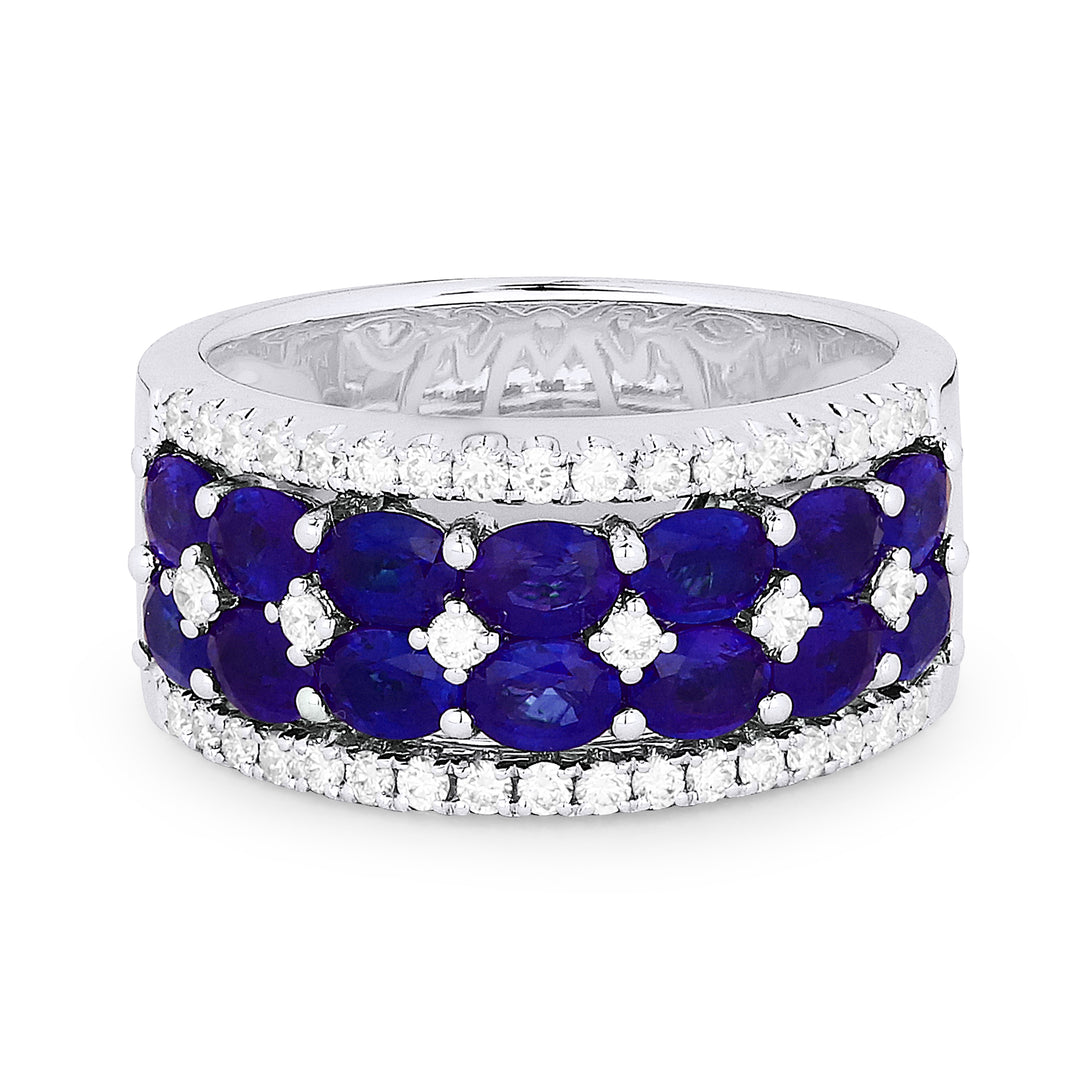 Beautiful Hand Crafted 18K White Gold  Sapphire And Diamond Arianna Collection Ring
