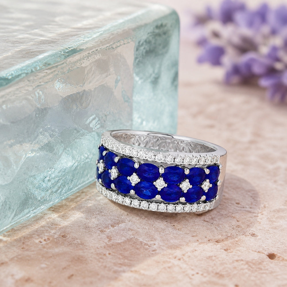 R1862 - 18K White Gold Ruby & Sapphire Ring