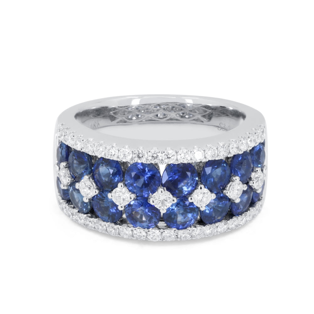 Beautiful Hand Crafted 18K White Gold  Sapphire And Diamond Arianna Collection Ring