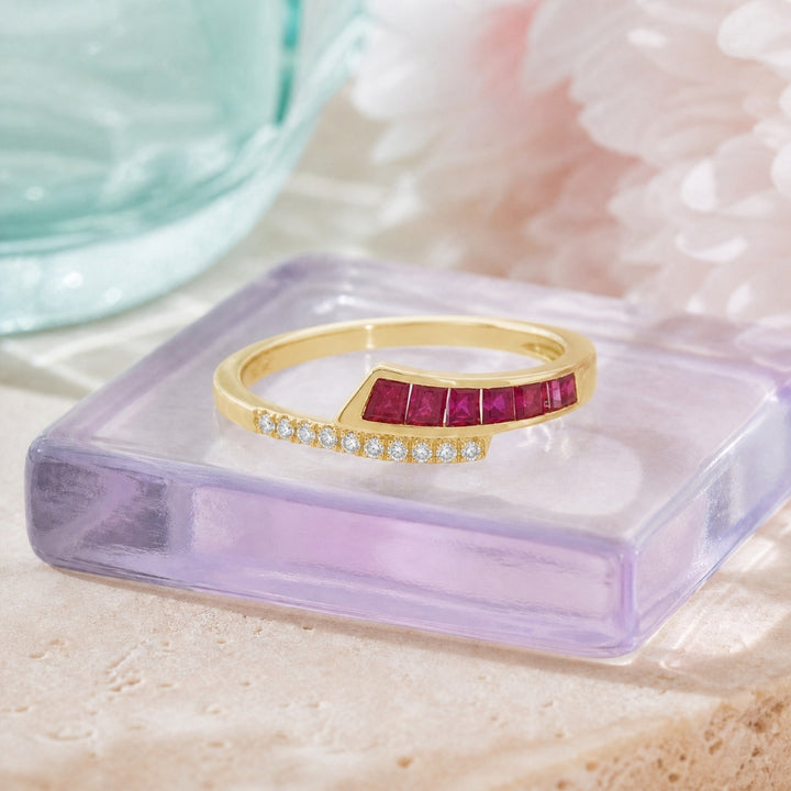 R1865 - 14K Yellow Gold Ruby & Sapphire Ring
