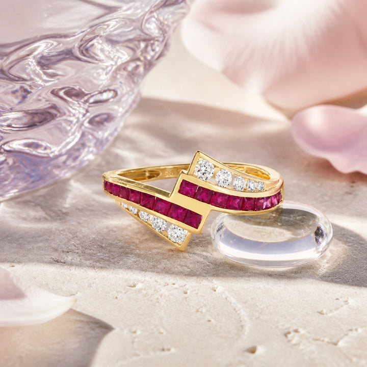 R1866 - 14K Yellow Gold Ruby & Sapphire Ring