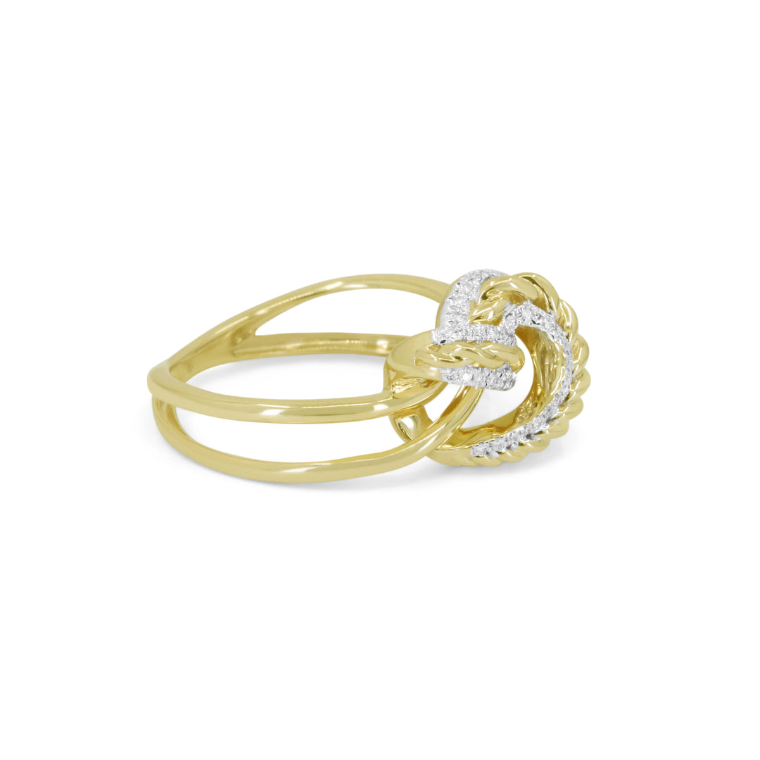 Beautiful Hand Crafted 14K Yellow Gold White Diamond Milano Collection Ring
