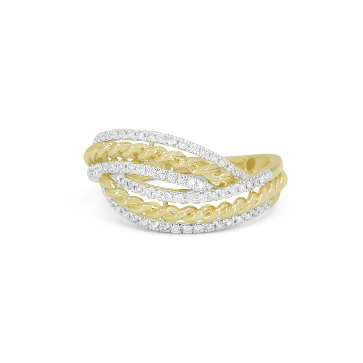 Beautiful Hand Crafted 14K Yellow Gold White Diamond Milano Collection Ring