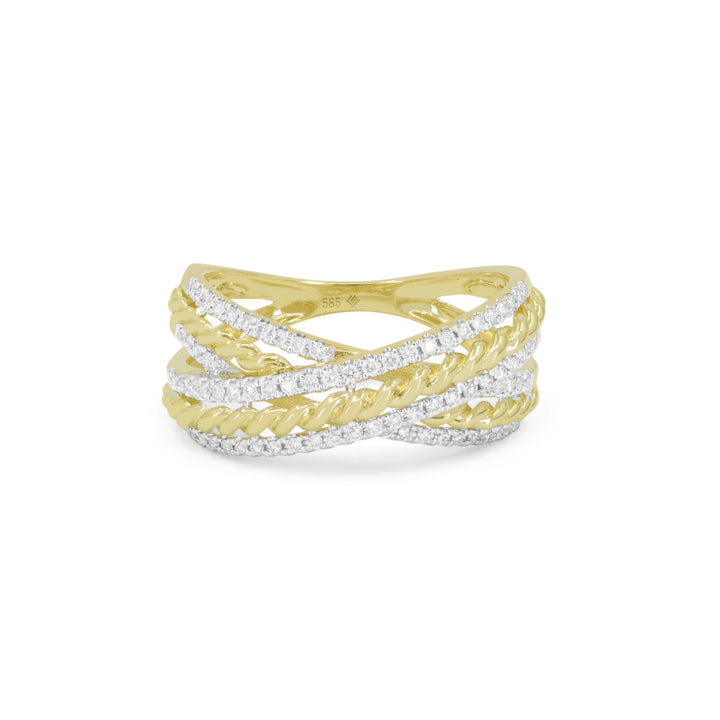 Beautiful Hand Crafted 14K Yellow Gold White Diamond Milano Collection Ring