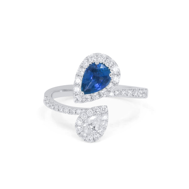 Beautiful Hand Crafted 14K White Gold  Sapphire And Diamond Arianna Collection Ring