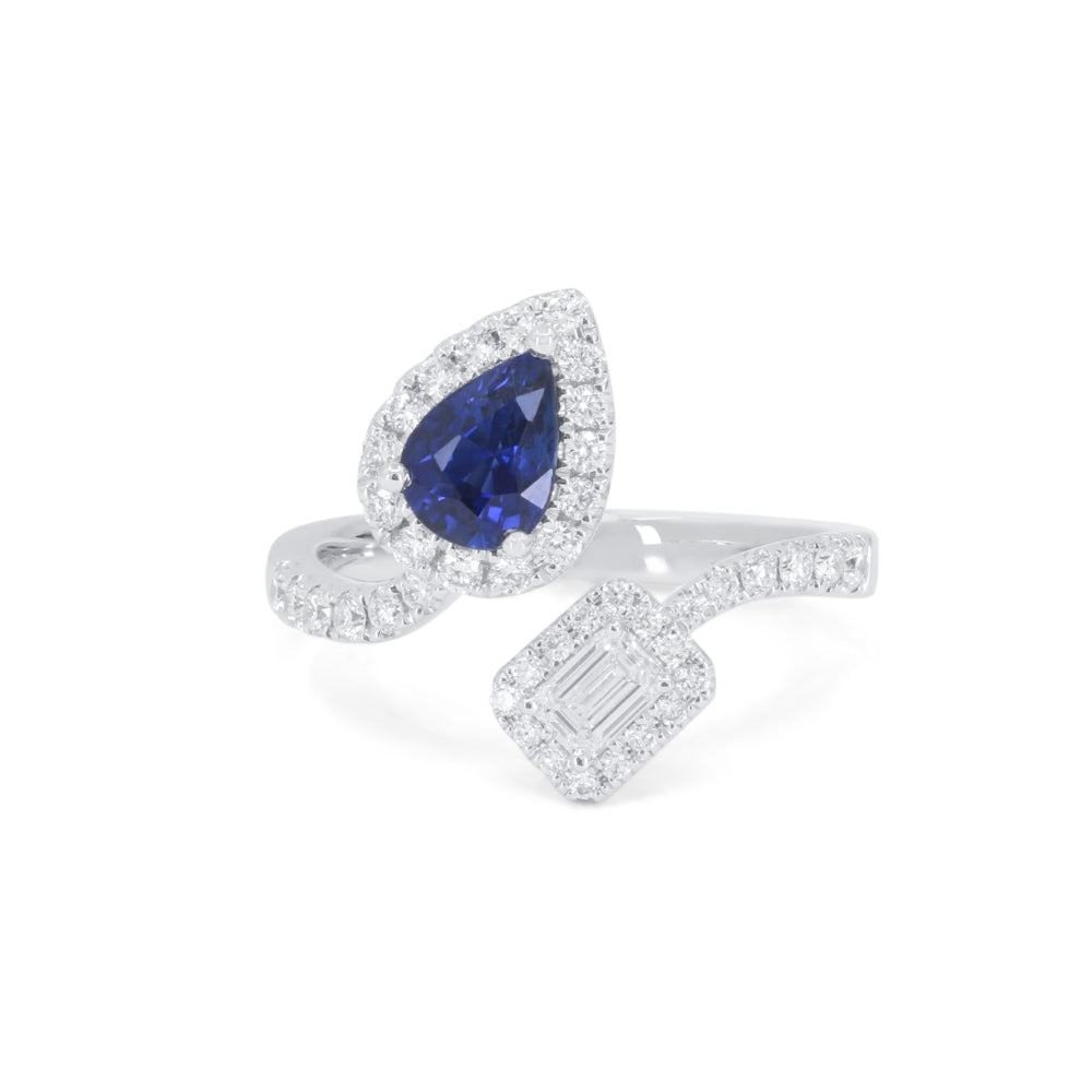 Beautiful Hand Crafted 18K White Gold  Sapphire And Diamond Arianna Collection Ring
