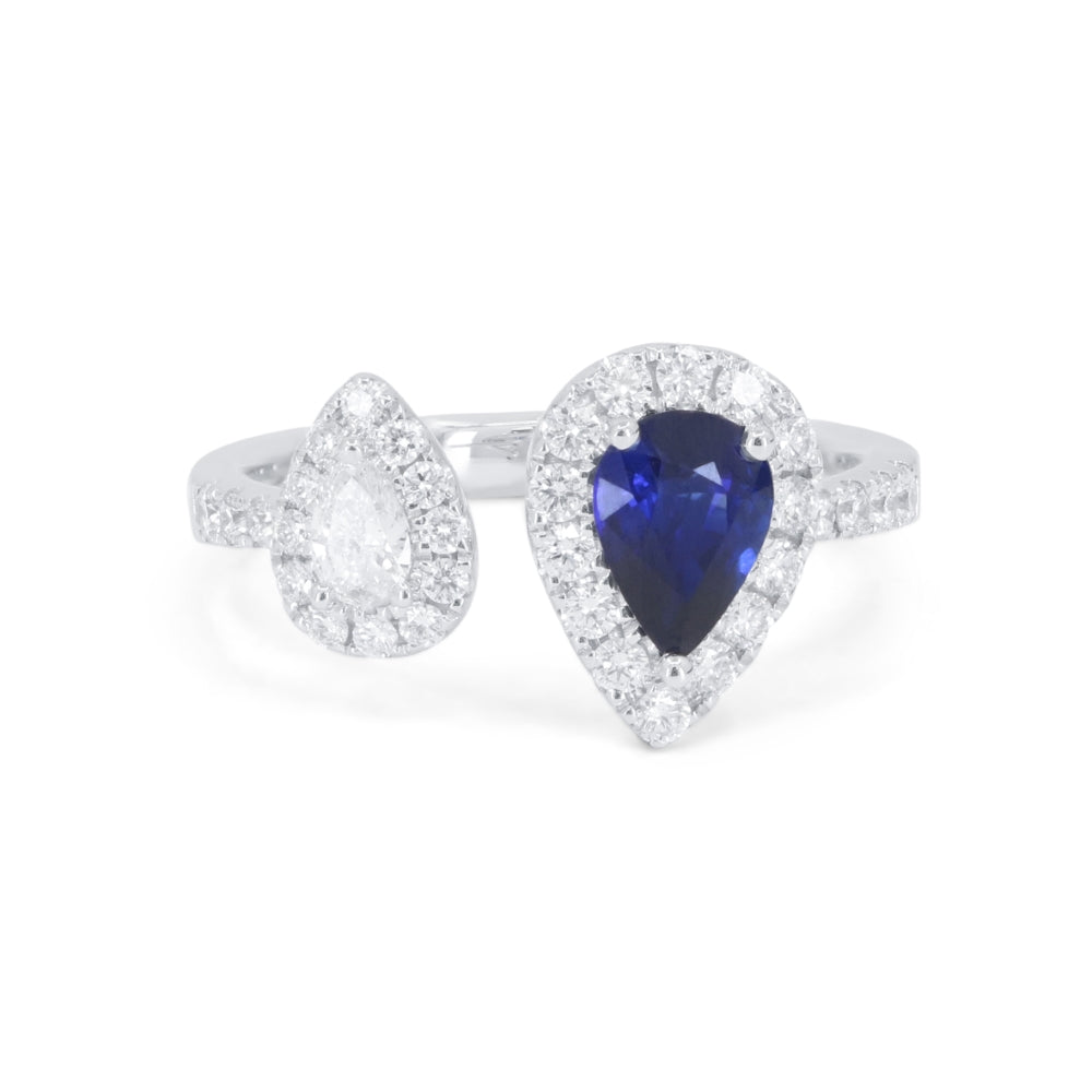 Beautiful Hand Crafted 14K White Gold  Sapphire And Diamond Arianna Collection Ring
