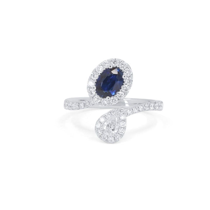 Beautiful Hand Crafted 18K White Gold  Sapphire And Diamond Arianna Collection Ring