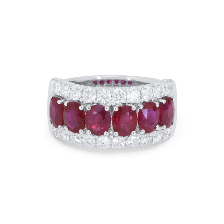 Beautiful Hand Crafted 18K White Gold  Ruby And Diamond Arianna Collection Ring